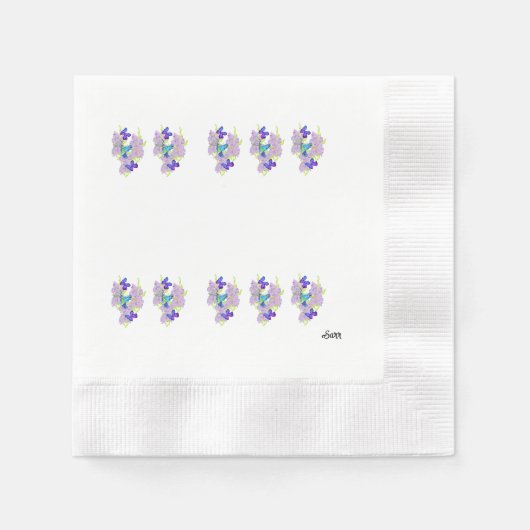 Papieren servetten: dag met een kolibrie servet (Voorkant)