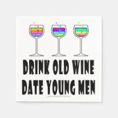 PAPIEREN SERVETTEN - DRINK OUDE WIJN, DATE JONGE M (Voorkant)