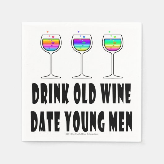 PAPIEREN SERVETTEN - DRINK OUDE WIJN, DATE JONGE M (Voorkant)