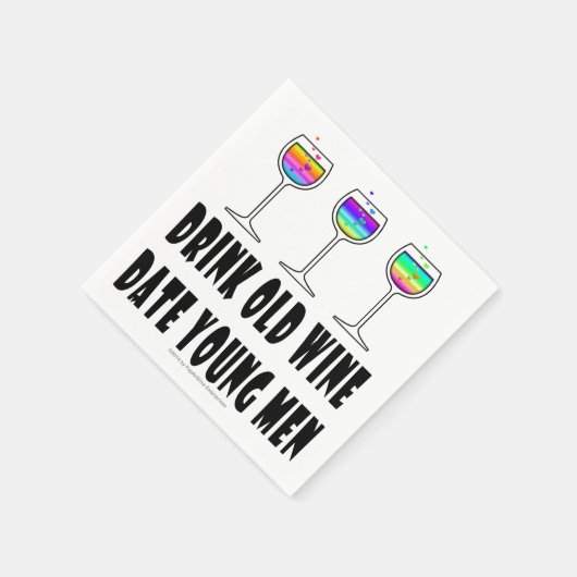 PAPIEREN SERVETTEN - DRINK OUDE WIJN, DATE JONGE M (Hoek)