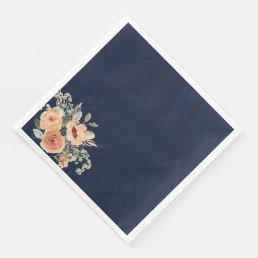 Papieren servetten, Elegant bloemenblauw Servet (Hoek)