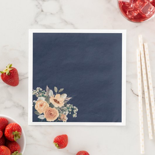 Papieren servetten, Elegant bloemenblauw Servet (Insitu)