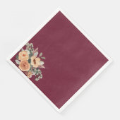 Papieren servetten, Elegante bloemenbordeaux Servet (Hoek)