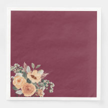 Papieren servetten, Elegante bloemenbordeaux