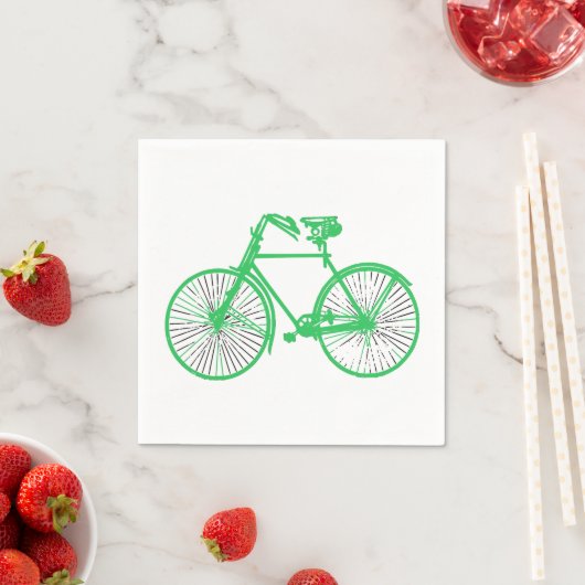 Papieren servetten fiets fiets wit groen (Insitu)