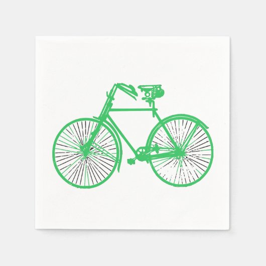 Papieren servetten fiets fiets wit groen (Voorkant)