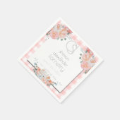 PAPIEREN SERVETTEN | Floral Monogram Coral Gingham (Hoek)