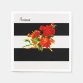 Papieren servetten, florale zwarte streep servet (Voorkant)