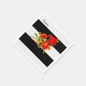 Papieren servetten, florale zwarte streep servet (Hoek)