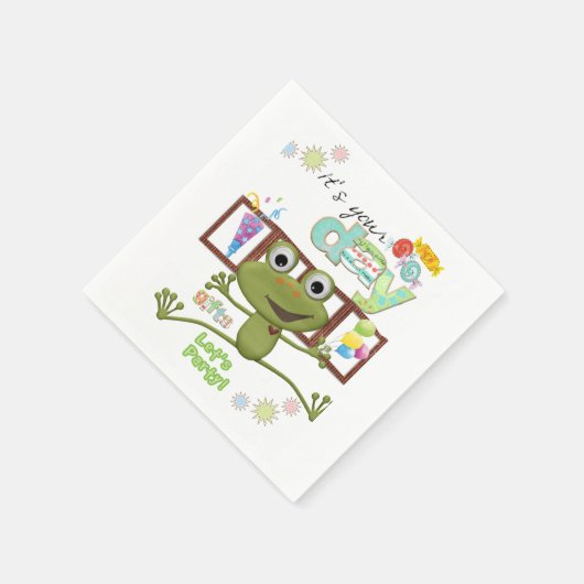 Papieren servetten, Gefeliciteerd vrienden kikker  Servet (Hoek)