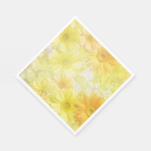 Papieren servetten-gele bloemen servet (Hoek)