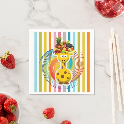 Papieren servetten, Giraffe Stripe Fruit Servet (Insitu)