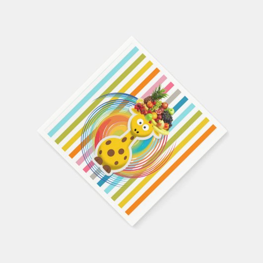 Papieren servetten, Giraffe Stripe Fruit Servet (Hoek)