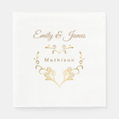 Papieren servetten-Goud Fancy Hart Servet (Voorkant)