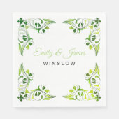 Papieren servetten-groene Fancy bladranden Servet (Voorkant)