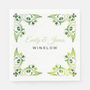Papieren servetten-groene Fancy bladranden Servet