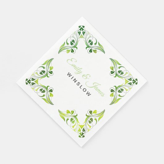Papieren servetten-groene Fancy bladranden Servet (Hoek)