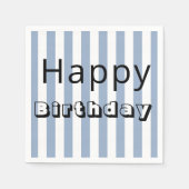 Papieren servetten, Happy Birthday Blue Stripe Servet (Voorkant)