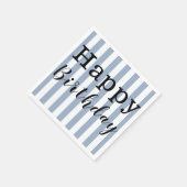 Papieren servetten, Happy Birthday Blue Stripe Servet (Hoek)