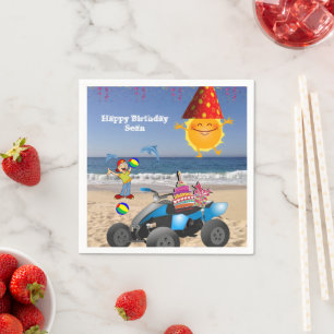 Papieren servetten, Happy Birthday Boy Beach Sun Servet