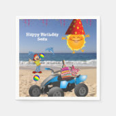 Papieren servetten, Happy Birthday Boy Beach Sun Servet (Voorkant)