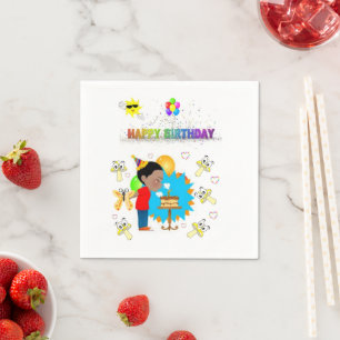 Papieren servetten, Happy Birthday Mushroom Africa Servet