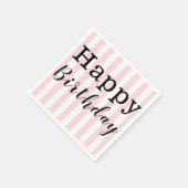 Papieren servetten, Happy Birthday Pink Stripe Servet (Hoek)