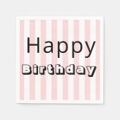 Papieren servetten, Happy Birthday Pink Stripe Servet (Voorkant)