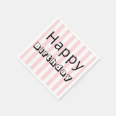 Papieren servetten, Happy Birthday Pink Stripe Servet (Hoek)
