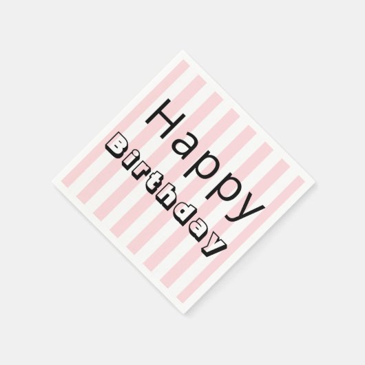 Papieren servetten, Happy Birthday Pink Stripe Servet (Hoek)