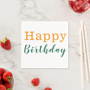 Papieren servetten, Happy Birthday Sinaasappel Gro Servet