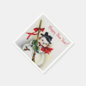 Papieren servetten Happy New Year's Eve Snowman (Hoek)