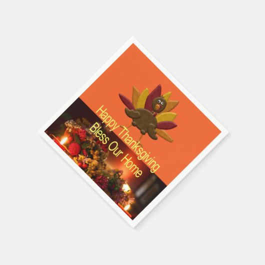 Papieren servetten Happy Thanksgiving zegene ons h (Hoek)