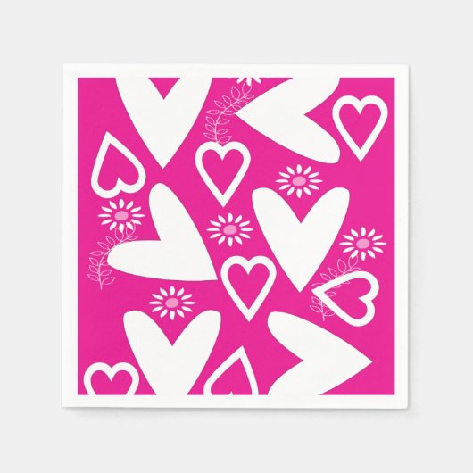 Papieren servetten Happy Valentine's Day White Hea (Voorkant)