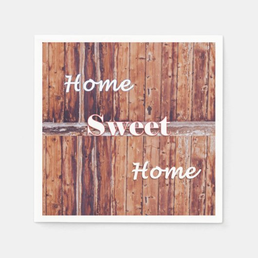 Papieren servetten, Hout Huis Sweet Home Servet (Voorkant)