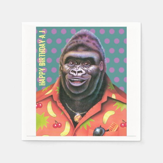 Papieren servetten ijdel gorilla ontwerp (Voorkant)