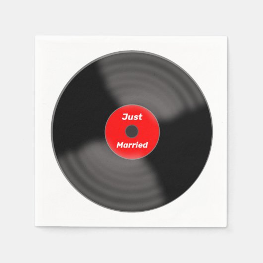 Papieren servetten 'Just Married Record' (Voorkant)