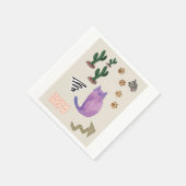 Papieren servetten, kattenvis cactus poten miauw servet (Hoek)
