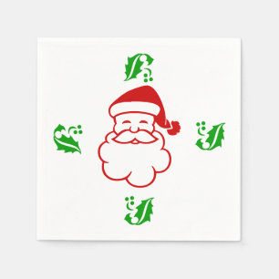 Papieren servetten - Kerstman en hulst