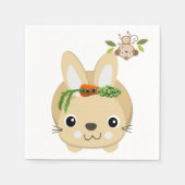 Papieren servetten, konijnenaapjes wortelen erwten servet (Voorkant)