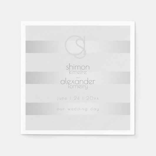 PAPIEREN SERVETTEN | Lichtgevende zilveren strepen (Voorkant)