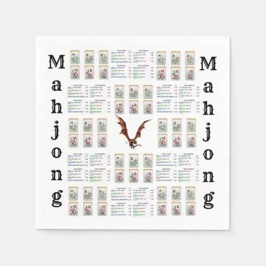 Papieren servetten, mahjong draak servet (Voorkant)