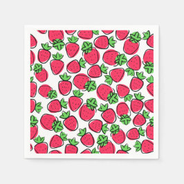 Papieren servetten met aardbeien, Zomerfruitfeestj