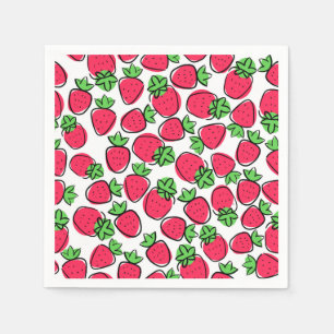 Papieren servetten met aardbeien, Zomerfruitfeestj