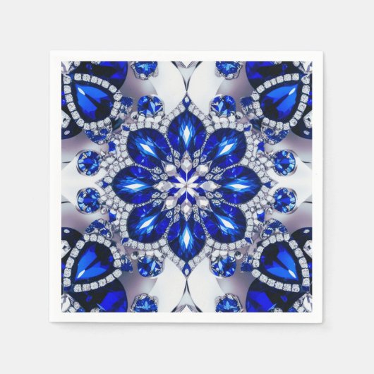 Papieren servetten met blauw wit kleuren ontwerp (Voorkant)