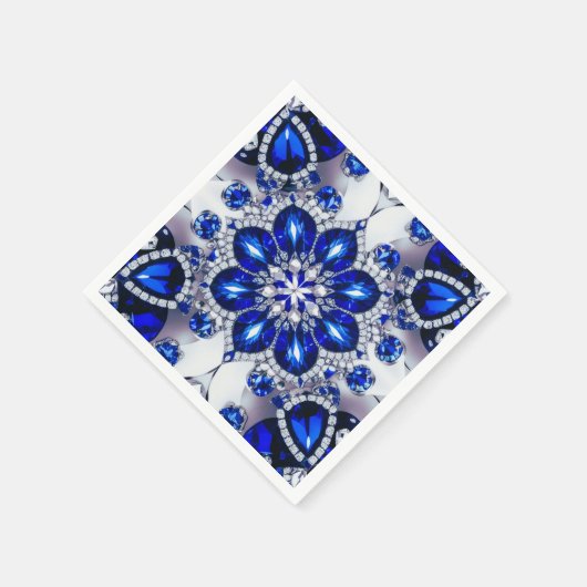 Papieren servetten met blauw wit kleuren ontwerp (Hoek)