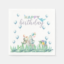 Papieren servetten met dinosaurusthema voor verjaa