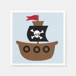Papieren servetten met een piratenschip