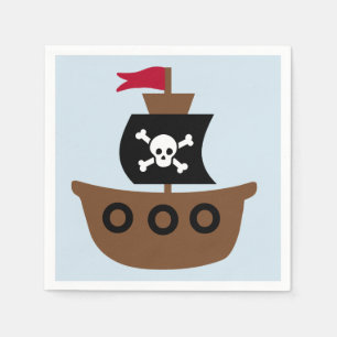 Papieren servetten met een piratenschip