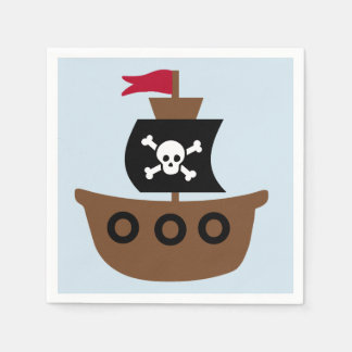 Papieren servetten met een piratenschip
